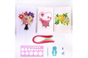 ACADOIT Greeting Card Quilling Cards Kit with Tool Fun Quilling Craft Kit Folded Cards for Beginners(Floral-3)