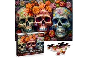 Day of The Dead Sugar Skull Puzzles for Adults 1000 Pieces, Halloween Puzzles 1000 Pieces, PICKFORU Flower Skeleton Puzzle as Skeleton Halloween Decor, Dia De Los Muertos Jigsaw Puzzle Grateful Dead