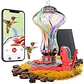 TT Nature Glass Smart Hummingbird Feeder with Camera Solar Powered 2K- AI Identify & Water Detection, Instant Notification, Leakproof & Ant Moat, Compatible with Alexa & Google Assistant
