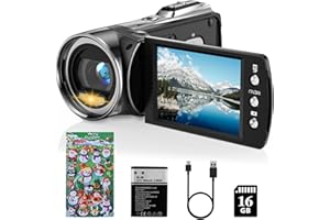 Rawiemy Video Camera Camcorder HD 2.7K 36MP Kids Camcorder Vlogging Camera for YouTube TikTok Digital Video Camera Recorder with 16GB Card,Christmas Stickers,8X Digital Zoom for Kids