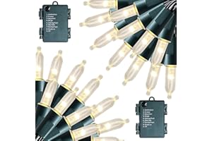 FUNPENY Battery Operated Christmas Mini String Lights, 2 Pack Total 100LED 32FT 8 Modes Waterproof Fairy Lights, Christmas Decorations for Indoor Outdoor Garden Party Decor (Warm White)
