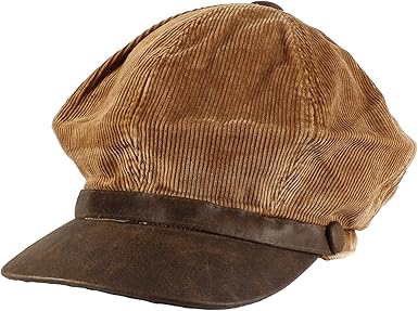 brown leather newsboy hat