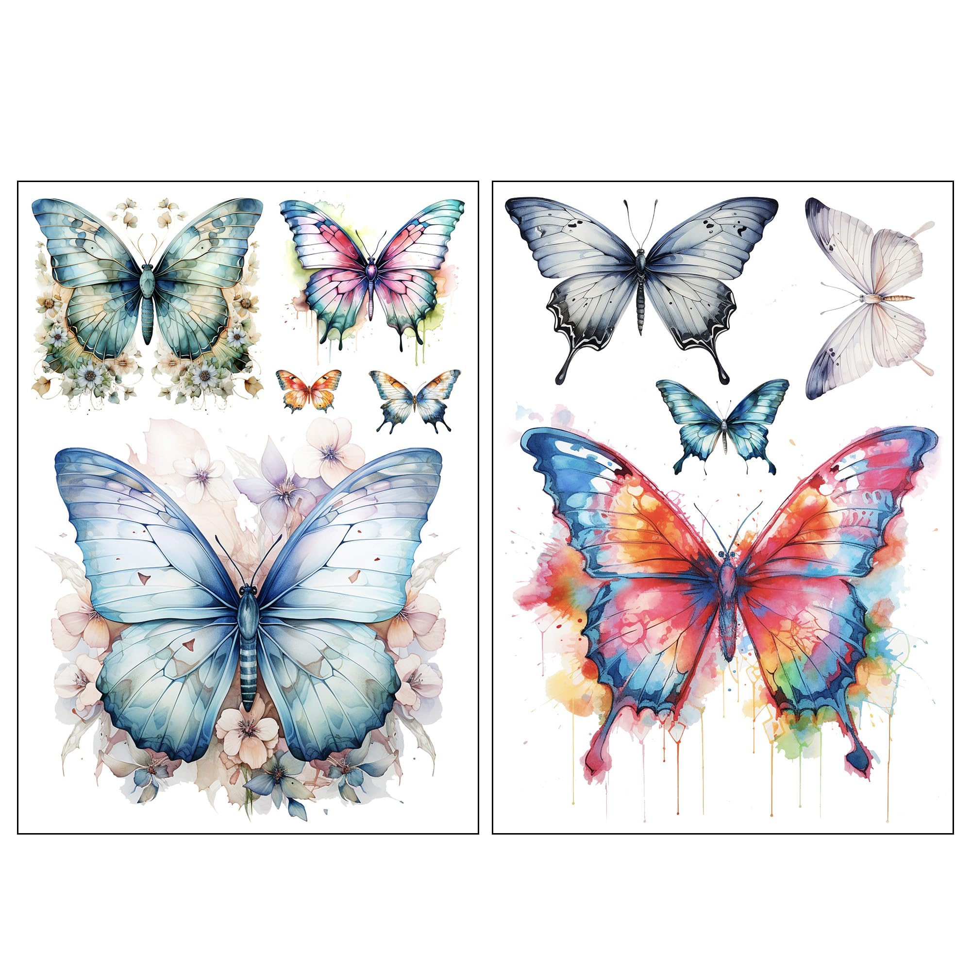 Everjoy Realistic Watercolor Butterfly Temporary Tattoo Stickers - Waterproof Fake Tattoos Body Decorations for Women and Girls — image 1