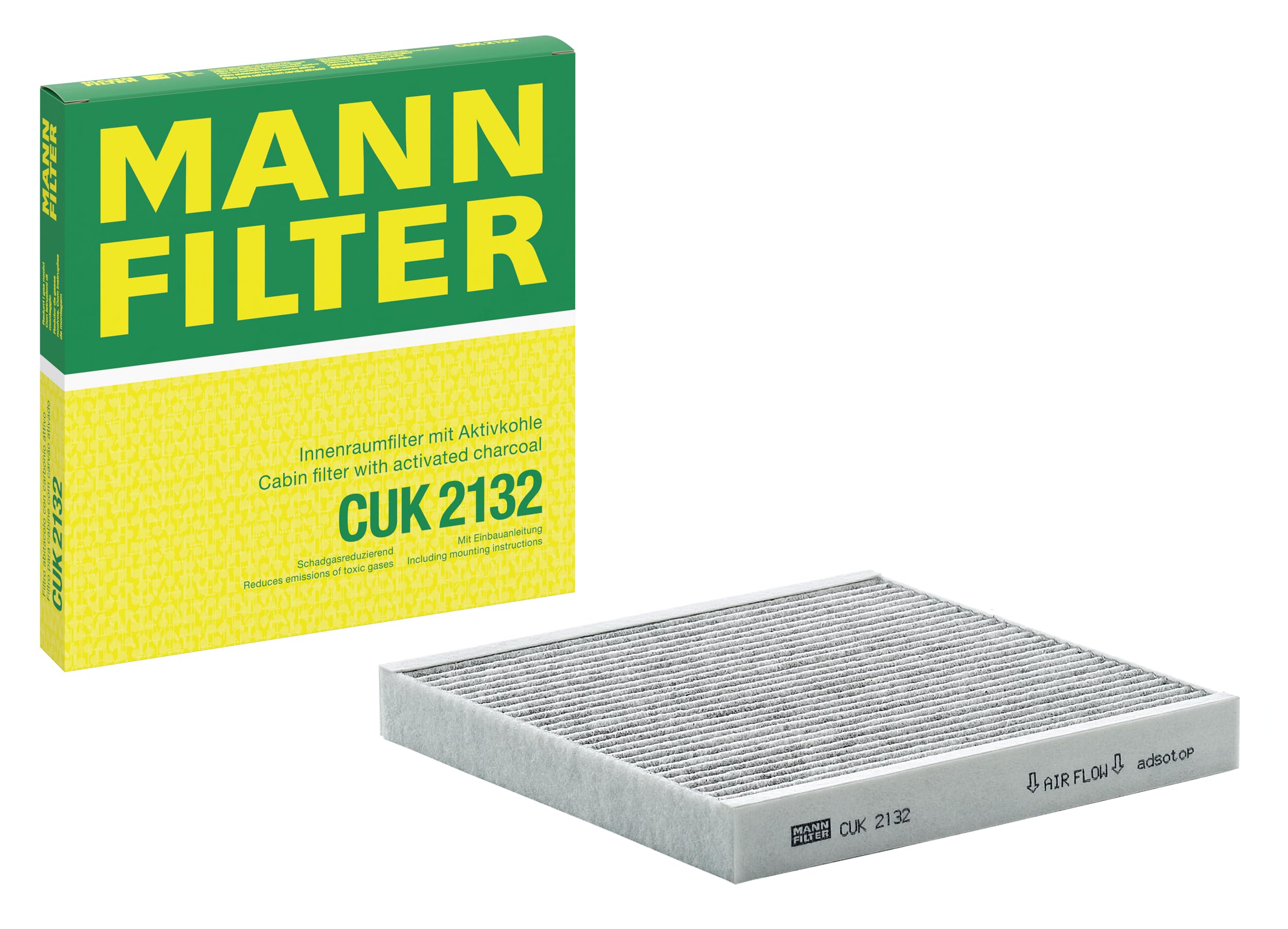 MANN-FILTER CUK 2132 Cabin Air Filter - Pollen Filter with Activated Carbon - for Cars + Transporters