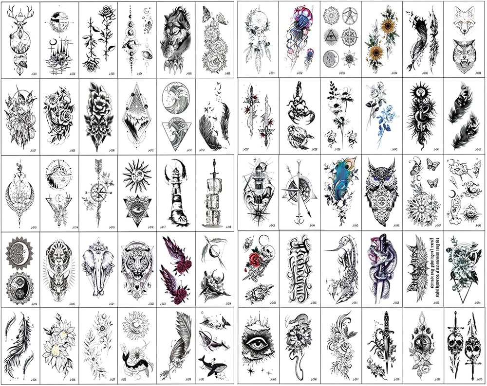 luoshaPUCY 60 Sheets Tiny Waterproof Temporary Tattoos for Men Women Arm Neck