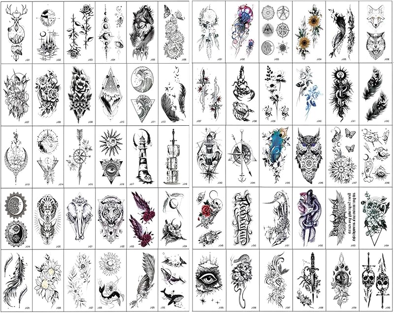 luoshaPUCY 60 Sheets Tiny Waterproof Temporary Tattoos for Men Women Arm Neck