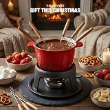 Andrew James Fondue Set Red Enamel Cast Iron with Gel Burner 8 Forks view 2