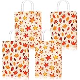 HOWAF Happy 12pcs Thanksgiving Gift Bags, Leaf Thanksgiving Holiday Treat Bags for Friendsgiving Supplies, Autumn Holiday Wedding Birthday Party Favors Candy Bags Goodie Bag