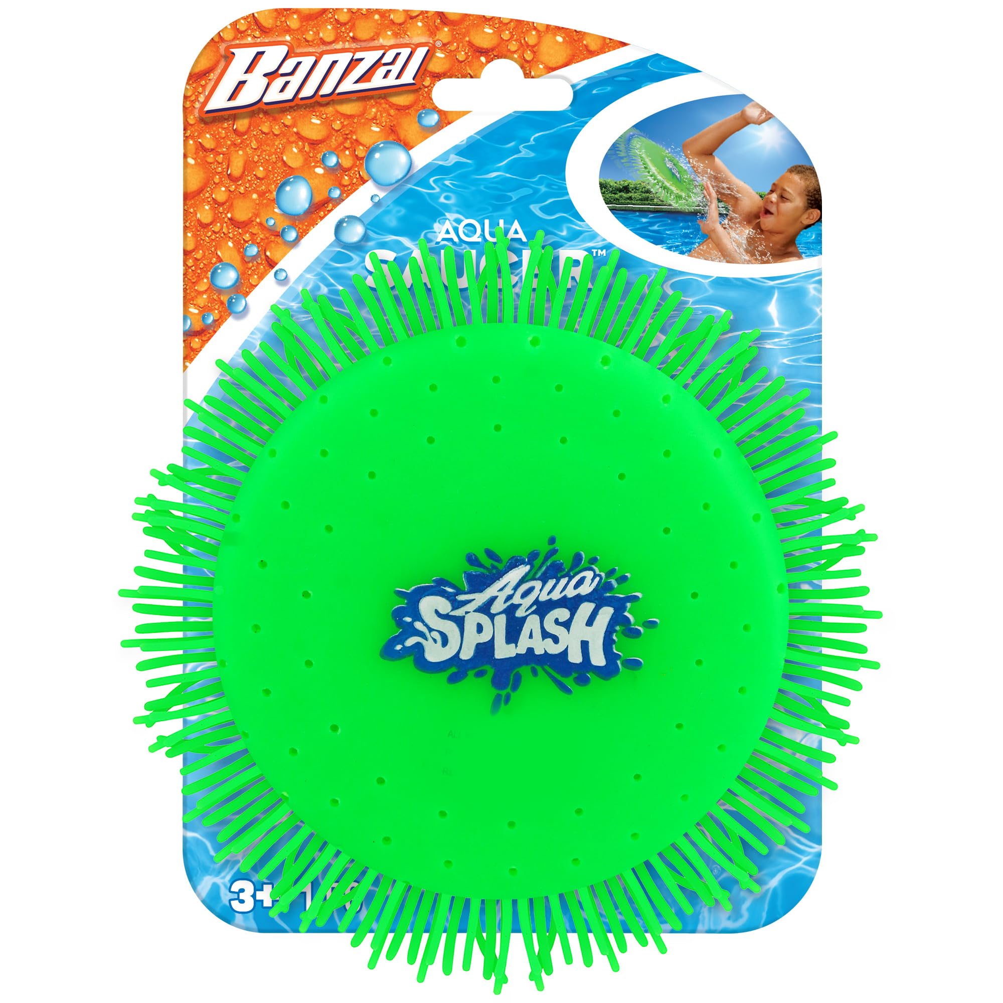 Photo 1 of (2 PACK COLOR MAY VARY)Banzai Green Aqua Saucer Pool Toy 5" Disk (Soak It and Throw It)