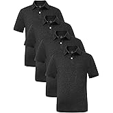 Orrstarry 4 Pack Boys Short Sleeve Polo Shirts Dry Fit Athletic Performance Collared Golf Shirts for Youth
