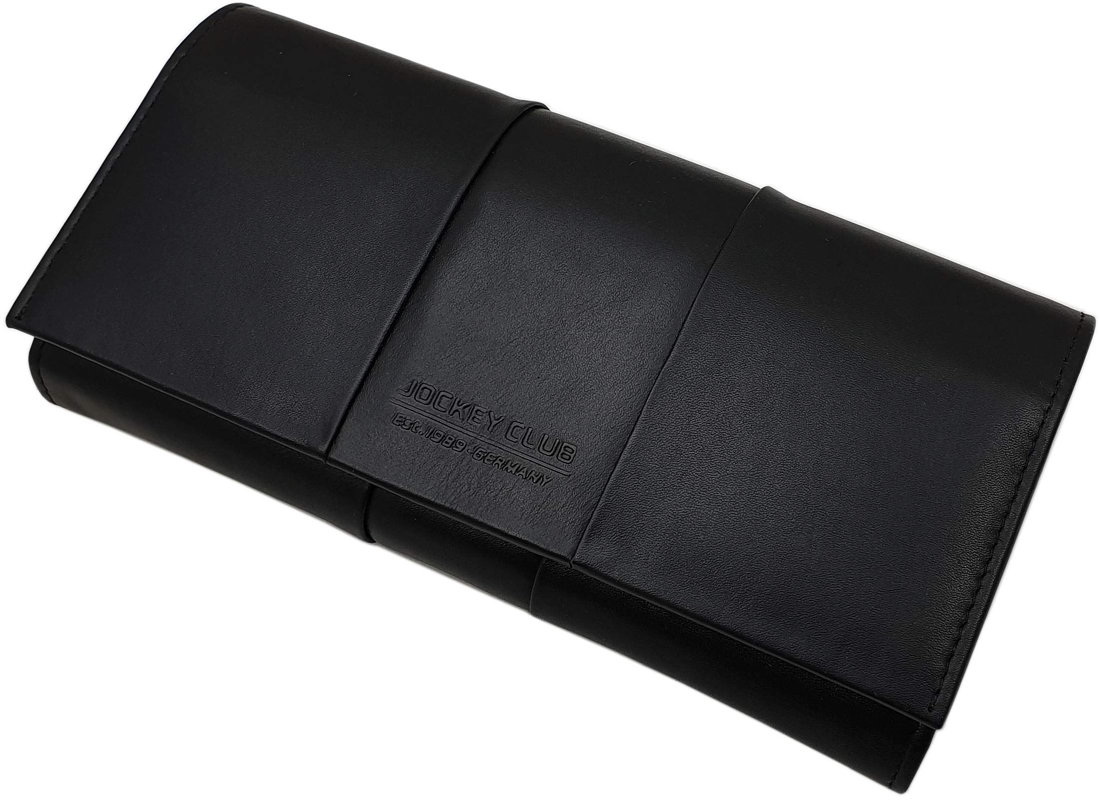 myledershop Large Elegant Cowhide Nappa Leather Womens Purse with RFID & NFC Blocking (Black)