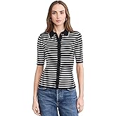 Madewell Women's Stripe Antonia Snowy Short Sleeve Polo Tee