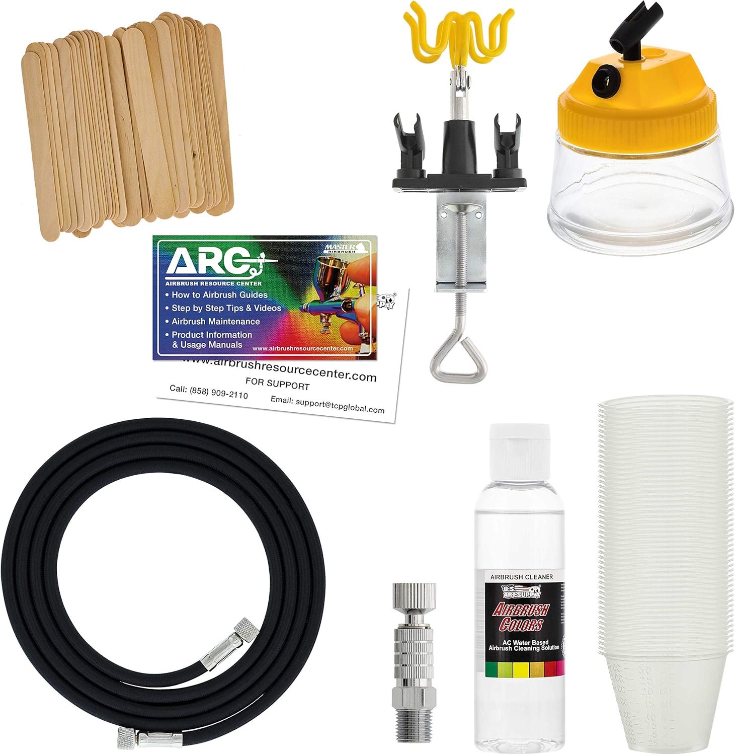 Master Airbrush Cool Runner II Dual Fan Air Tank Compressor System Deluxe Kit with Gravity Feed Airbrush, 24 Color Acrylic Paint Artist Set, Hose, Holder, Cleaning Pot, Mixing Cups Sticks How-To Guide: Home & Kitchen