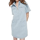 PEHMEA Womens Tweed Dress 2026 Short Sleeve Shift Mini Elegant Formal Work Cocktail Party Dresses