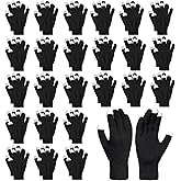 24 Pairs Winter Gloves Touch Magic Screen Gloves Stretchy Knit Cotton Gloves Bulk For Men Women Homeless Cold Weather