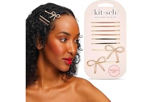 Kitsch Metal Hair Bobby Pins, 8 Count Barrettes for Women, Enamel Puffy & Bow Hair Pins, Hair Accessories & Bun Hair Clips for Girls, Use to Clip Ballet Hair Net | Ideal Gifts for Women, Rosewood
