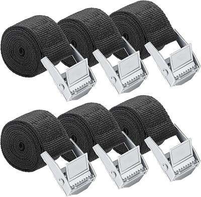 LFBEST 6Pcs Ratchet Tie Down Straps 1m x 25mm Heavy Duty 250kg