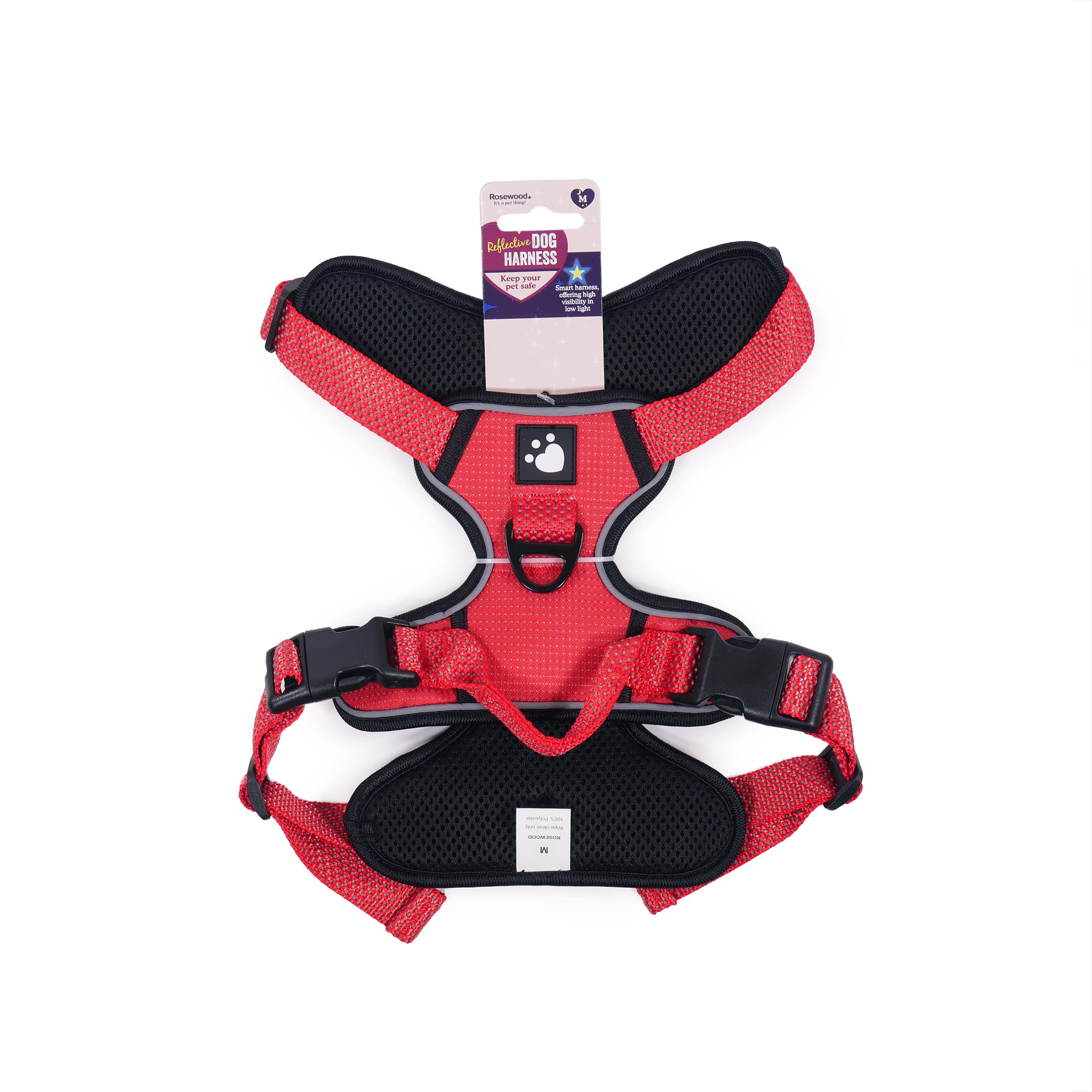 Rosewood Reflective Dog Harness, Medium, Red