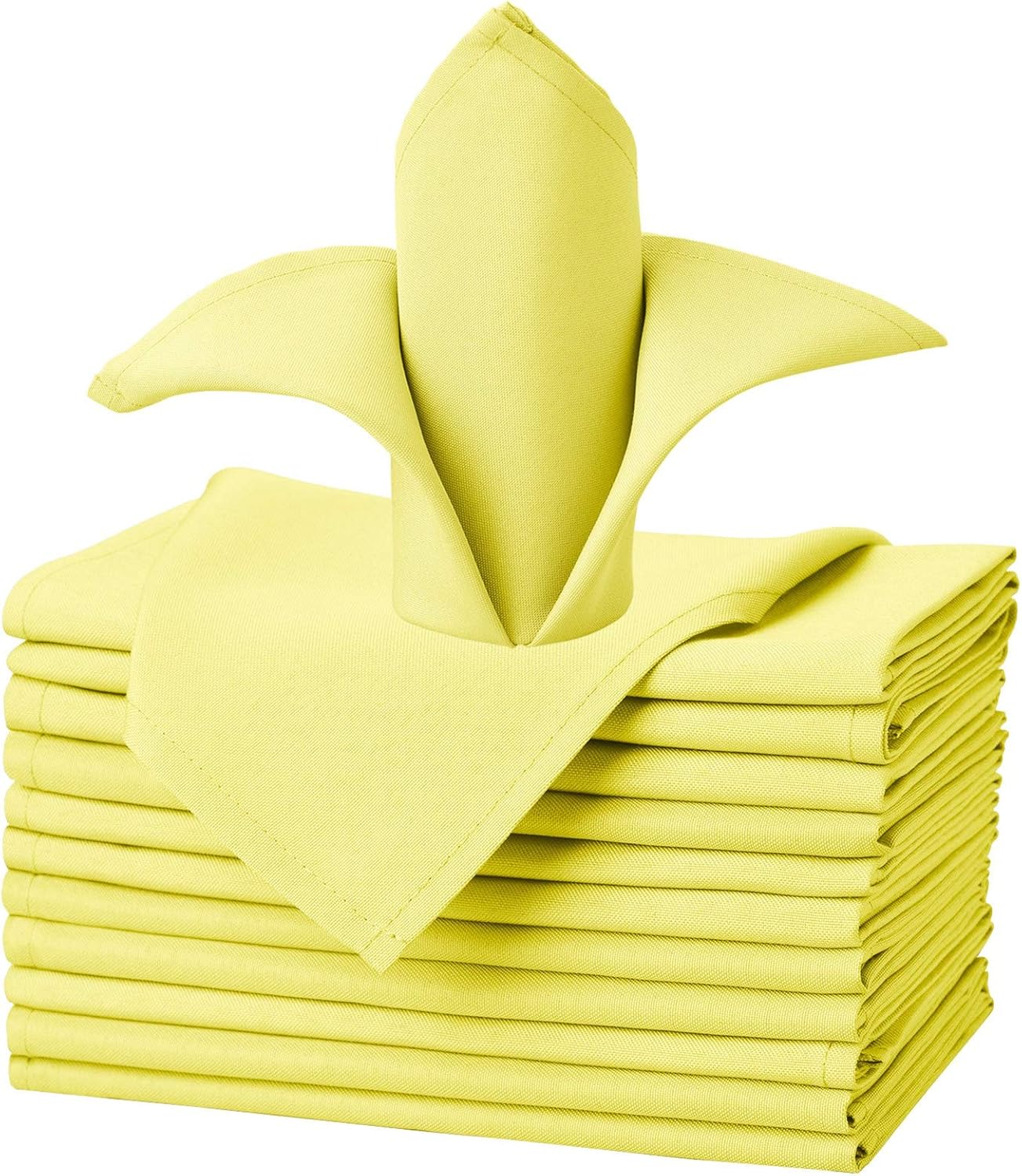 VEEYOO Cloth Napkins - Set of 12 Pieces 20 x 20 Inch Solid Polyester Table Napkins - Soft Washable and Reusable Dinner Napkin for Weddings, Parties, Restaurant (Apple Green Napkins Cloth): Home & Kitchen