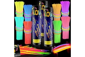 300 PCS Glow Sticks Bulk Party Pack, 8 Inch Glow in the Dark Sticks, Necklaces, and Bracelets with Connectors, Light Up Party