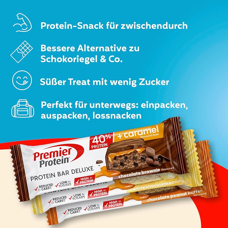 - Protein Bar Deluxe 40% - Multiflavourbox - 15x50g - Low sugar - Low Carb - palmölfrei