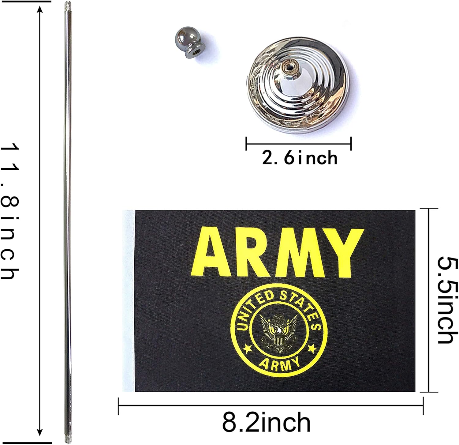 LoveVC US Army Gold Crest Desk Flag Small Mini USA Military Office Desk Table Flags with Stand Base,2 Pack: Garden & Outdoor