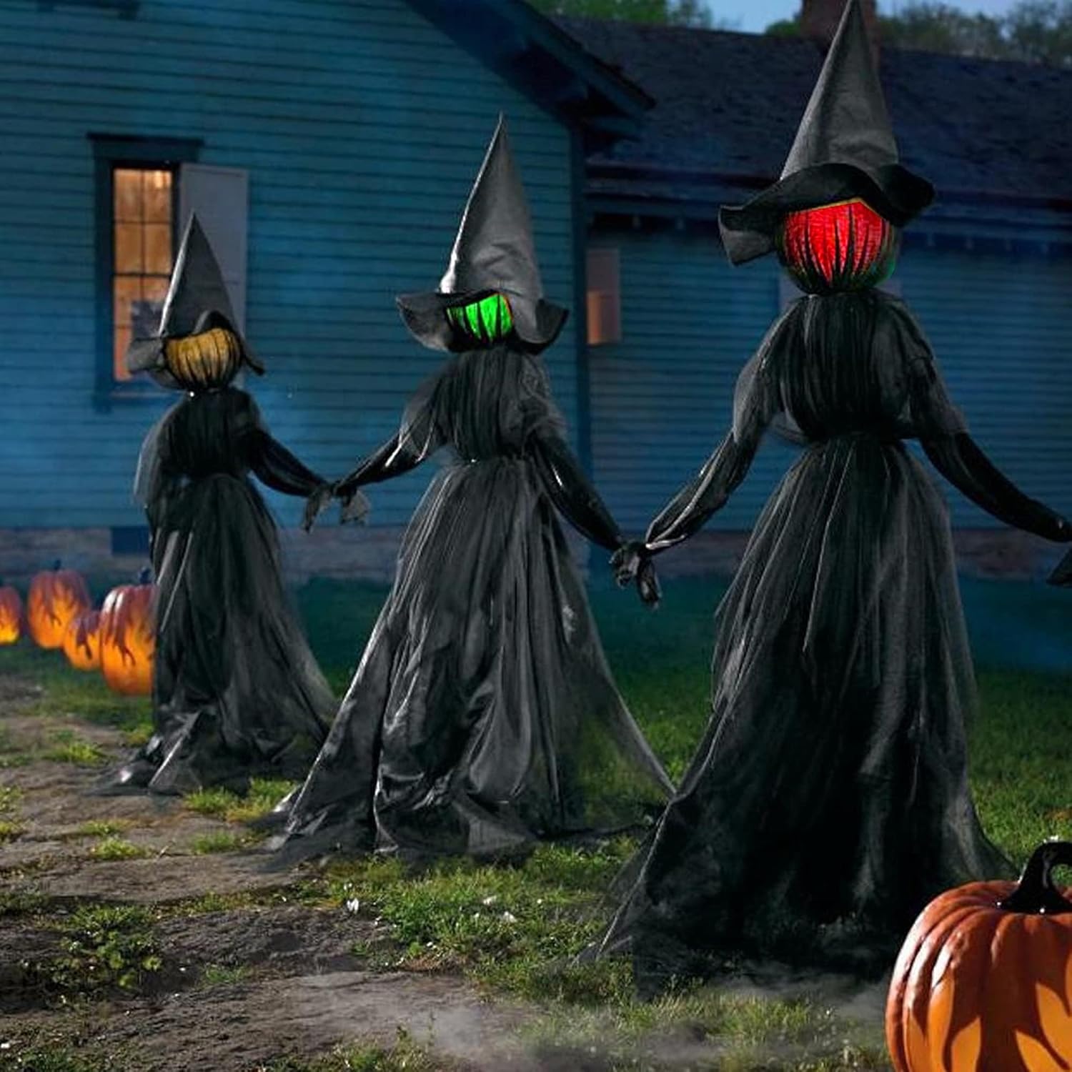 Decorative Garden Stakes - Dazzle Bright Halloween Decorations, 6 FT Set of 3 Light Up Halloween Witch with Stakes, Witch Decorations for Outdoor Garden Yard Lawn Haunted House Decor