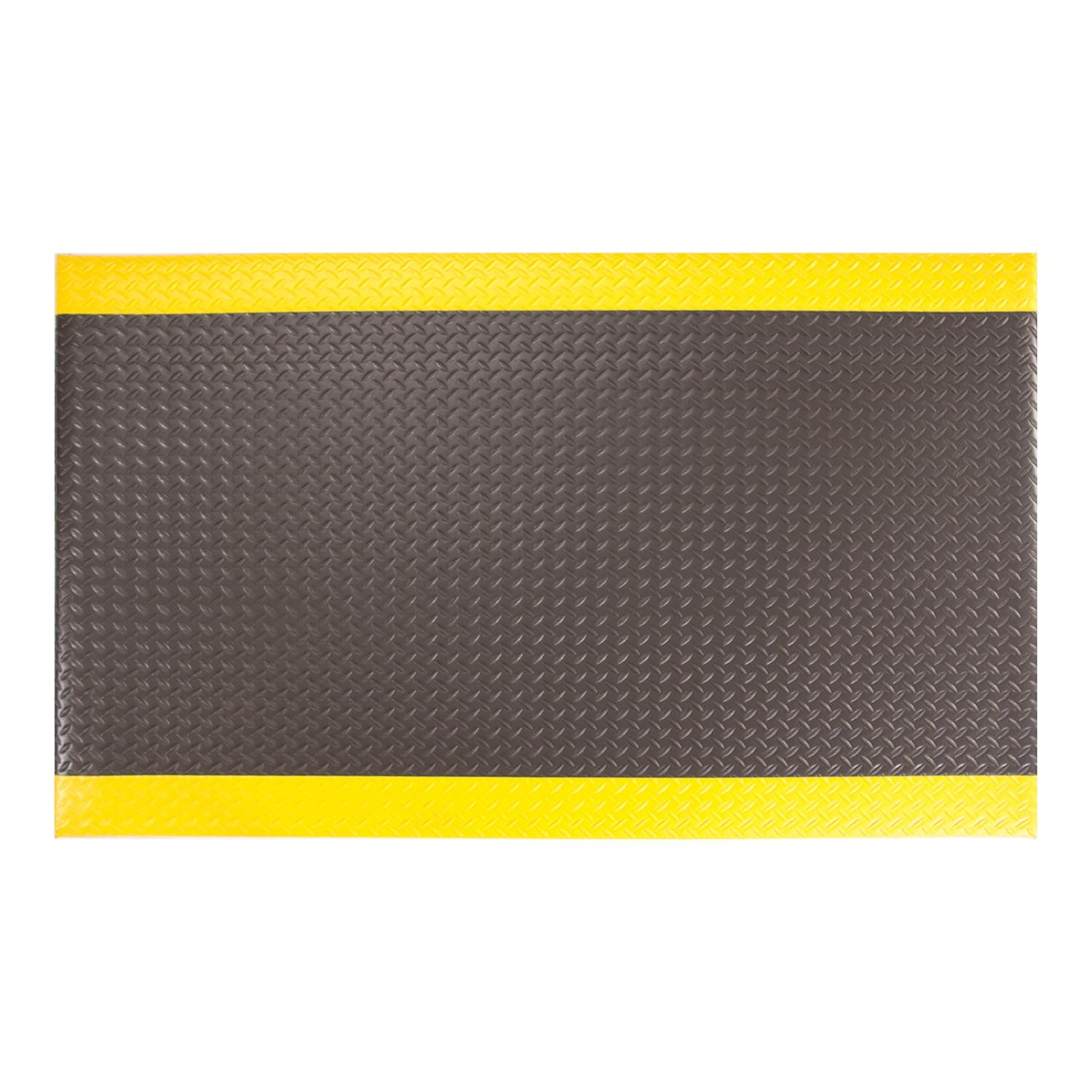 AmazonBasics Anti-Fatigue Mat Diamond Deckplate Single-Layer Foam 1/2", 2X3 Black/Yellow