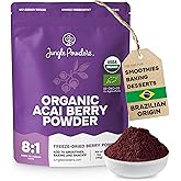 Jungle Powders Organic Acai Powder 5 Ounce Bag Freeze Dried Acai Berry Powder from Whole Berries, Antioxidant-Rich Acai Powder Organic for Smoothie Bowls, Acai Berries Superfood Smoothie Powder