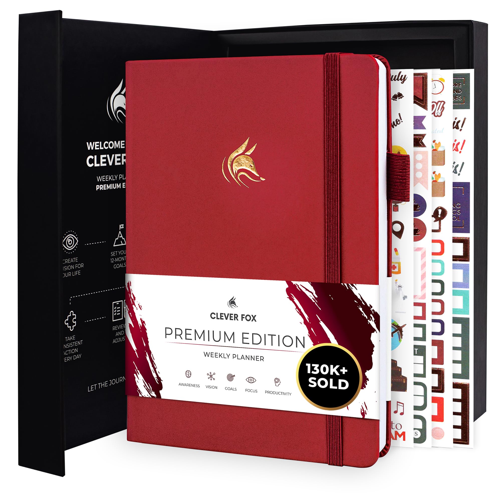Clever Fox Planner Premium – Undated Weekly & Monthly Planner Organizer for Productivity & Time Management, A5 (Red)