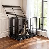 BingoPaw 42 Inch Heavy Duty Dog Crate on Wheels with 3 Doors, Square Tube view 6
