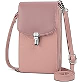 Perlvin Alinne Small Genuine Leather Crossbody Bag for Women Rfid Blocking Cell Phone Wallet Purse Handbag with Card Slots