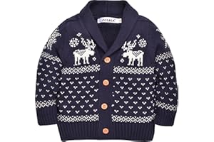 ZOEREA Toddler Unisex Baby Button-up Cotton Coat Deer Christmas Cardigan Sweater