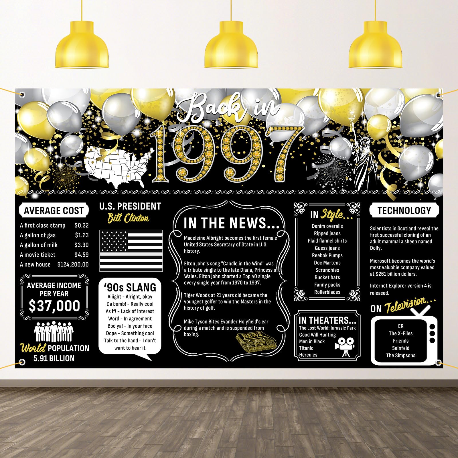 28th Birthday Black Gold Party Decoration Back in