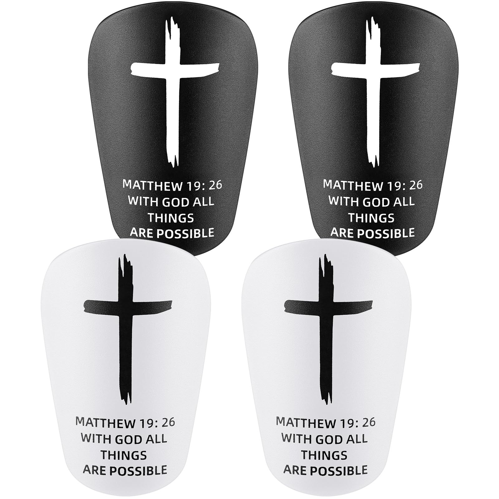 Photo 1 of PullCrease 2 Pairs Mini Soccer Shin Guards Christian Faith 3.15 x 1.97 Inches Cross Small Shin Guards with Bible Verse Religious Soccer Football Pads for Kids Adult(Matthew 19: 26)