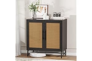 KFO Storage Cabinet with Rattan Doors, Free Standing Buffet Cabinet, Modern Sideboard for Living Room, Hallyway, Entryway