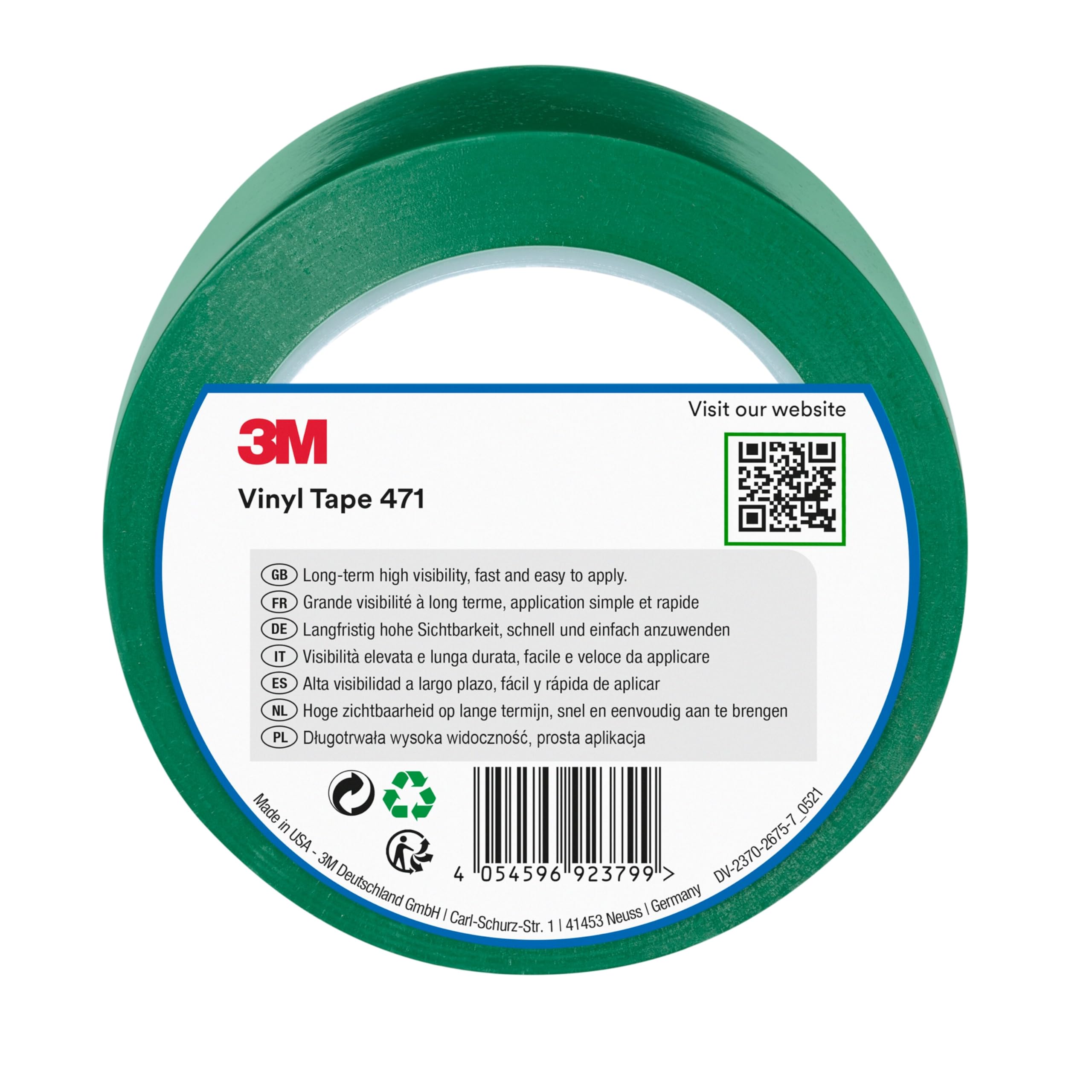 3M Vinyl Tape 471, 50 mm x 33 m, Green