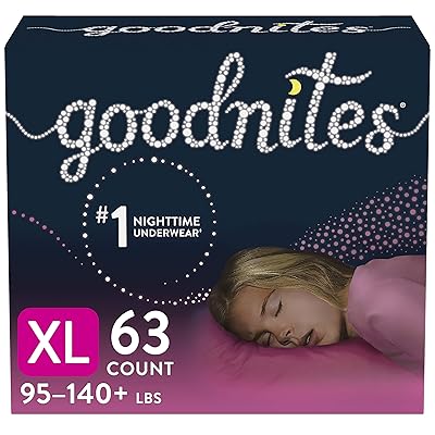 Goodnites Nighttime Bedwetting Underwear, Girls' XL (95-140 lb.), 63 Ct