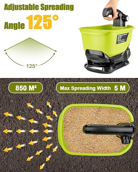 ADISIPSOARIN SEED SPREADER FOR RYOBI 18V BATTERY,HANDHELD FERTILIZER SPREADER FOR LAWNS,AVAILABLE YEAR-ROUND,GRASS SEEDS,FERTILIZER,ROCK SALT AND ICE MELT(BATTERY NOT INCLUDED)
