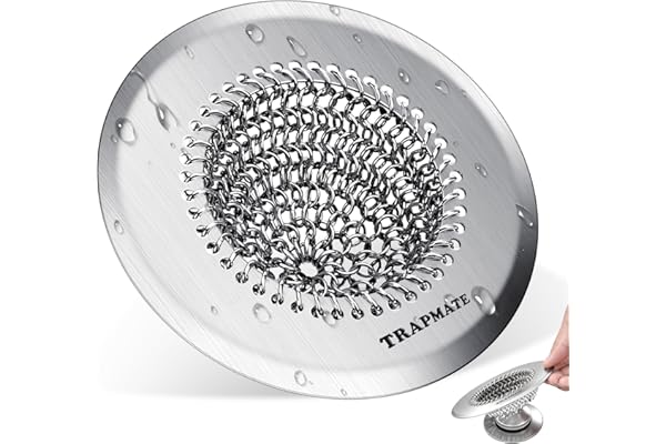 TRAPMATE Shower Drain Hair Catcher, Easy Clean Bathtub Drain Hair Catcher, Anti-Slip Stainless Steel Tub Hair Catcher, Shower