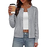 IWD Womens Cardigan Sweaters Crew Neck Long Sleeve Lightweight Button Down Sweater Trendy Knit Tops 2026 Spring Clothing
