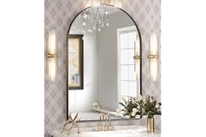 Brightify Arched Mirror, Arched Wall Mirror, 24 x 36 Inch Black Arch Mirror, Metal Frame Black Bathroom Mirror, Arched Top Bathroom Vanity Mirror for Living Room Bedroom Mantel Entryway Hallways