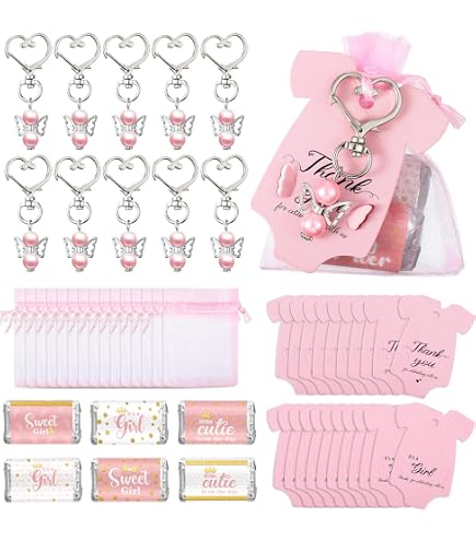 Misdary Quinceanera Partygeschenke 18 Sets – High-Heel-Schlüsselanhänger & Dankeskarten | Mit Organzabeuteln
