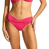 Seafolly Womens Twist Band Hipster Full Coverage Bikini Bottom Swimsuit