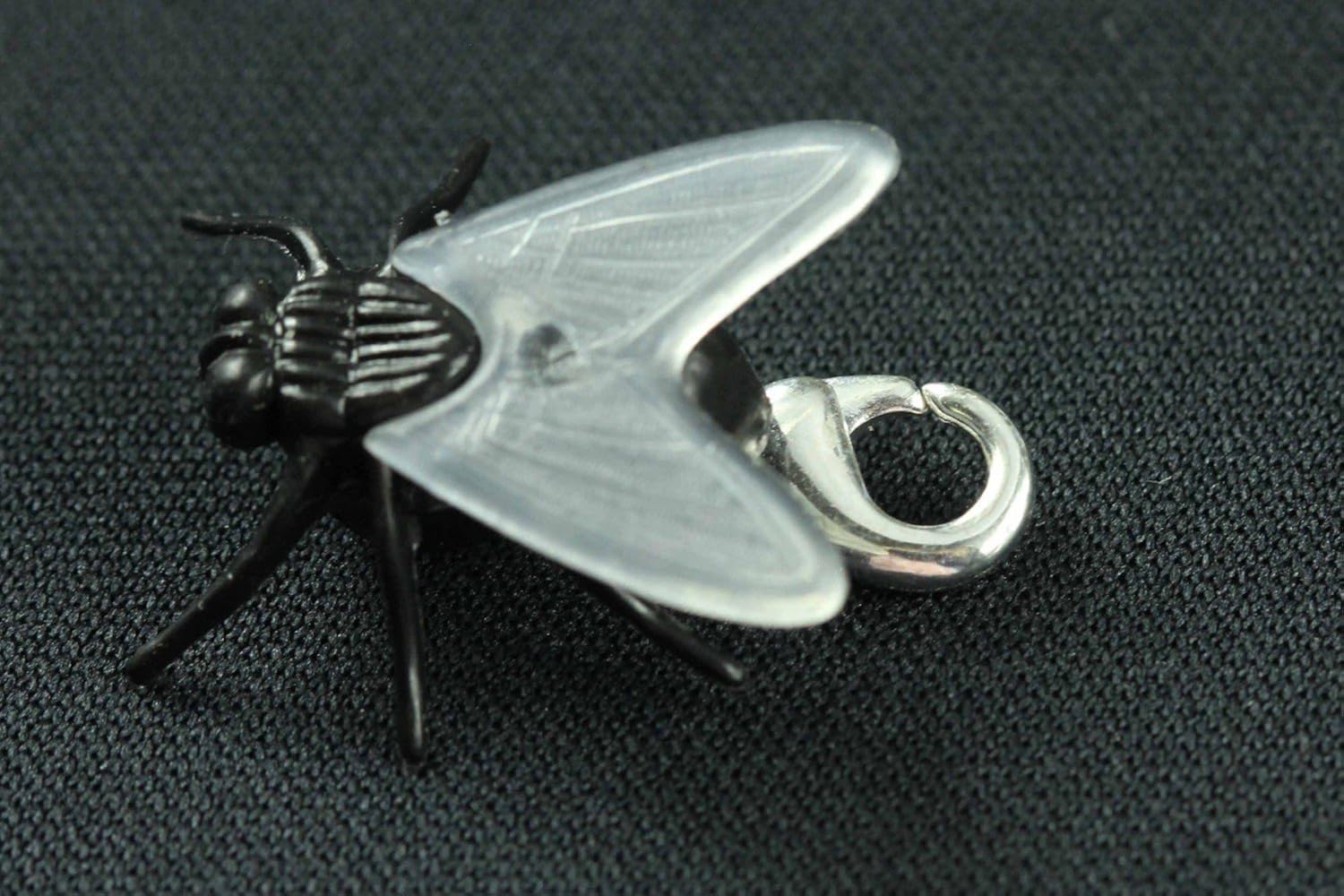 Miniblings Fly Charm Pendant Zipper Pull Housefly Insect, Silver, 20mm - Image 4