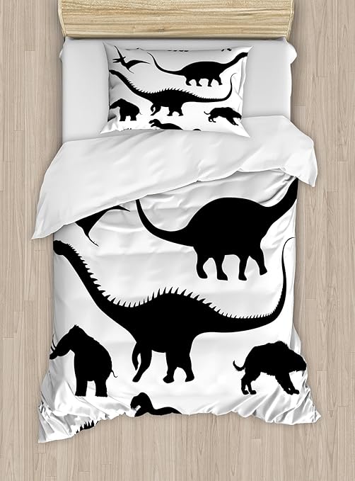white dinosaur bedding