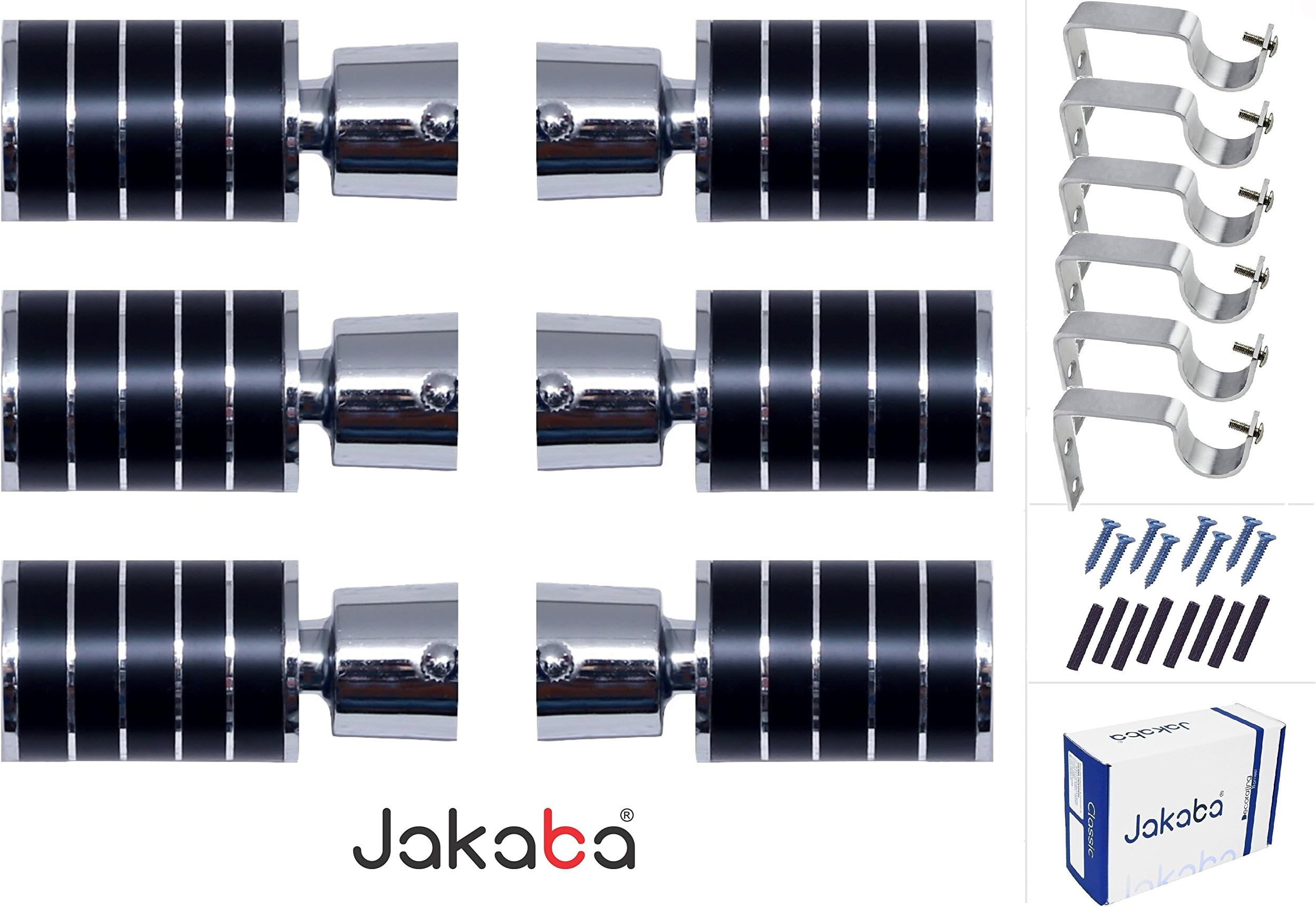 JAKABA Wenge Finish Stainless Steel and Alloy Curtain Finials with Heavy Supports (Brown, Standard) - Pack of 12.