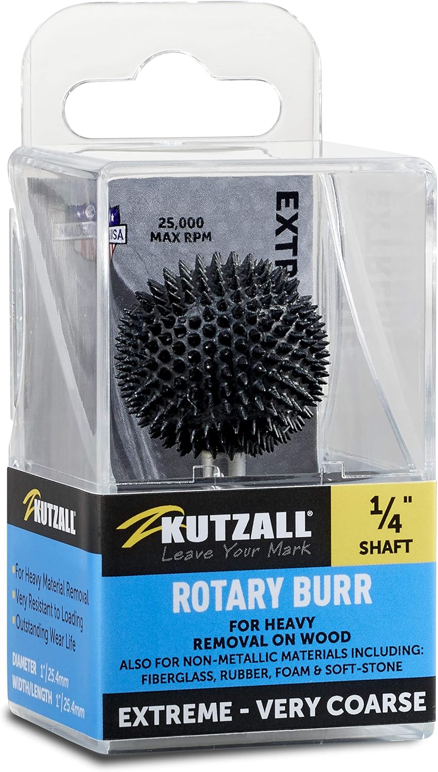 Kutzall Extreme Sphere Rotary Burr 1⁄4" Shaft, Very Coarse, Woodworking Attachment for Bosch DeWalt, Milwaukee - Image 3