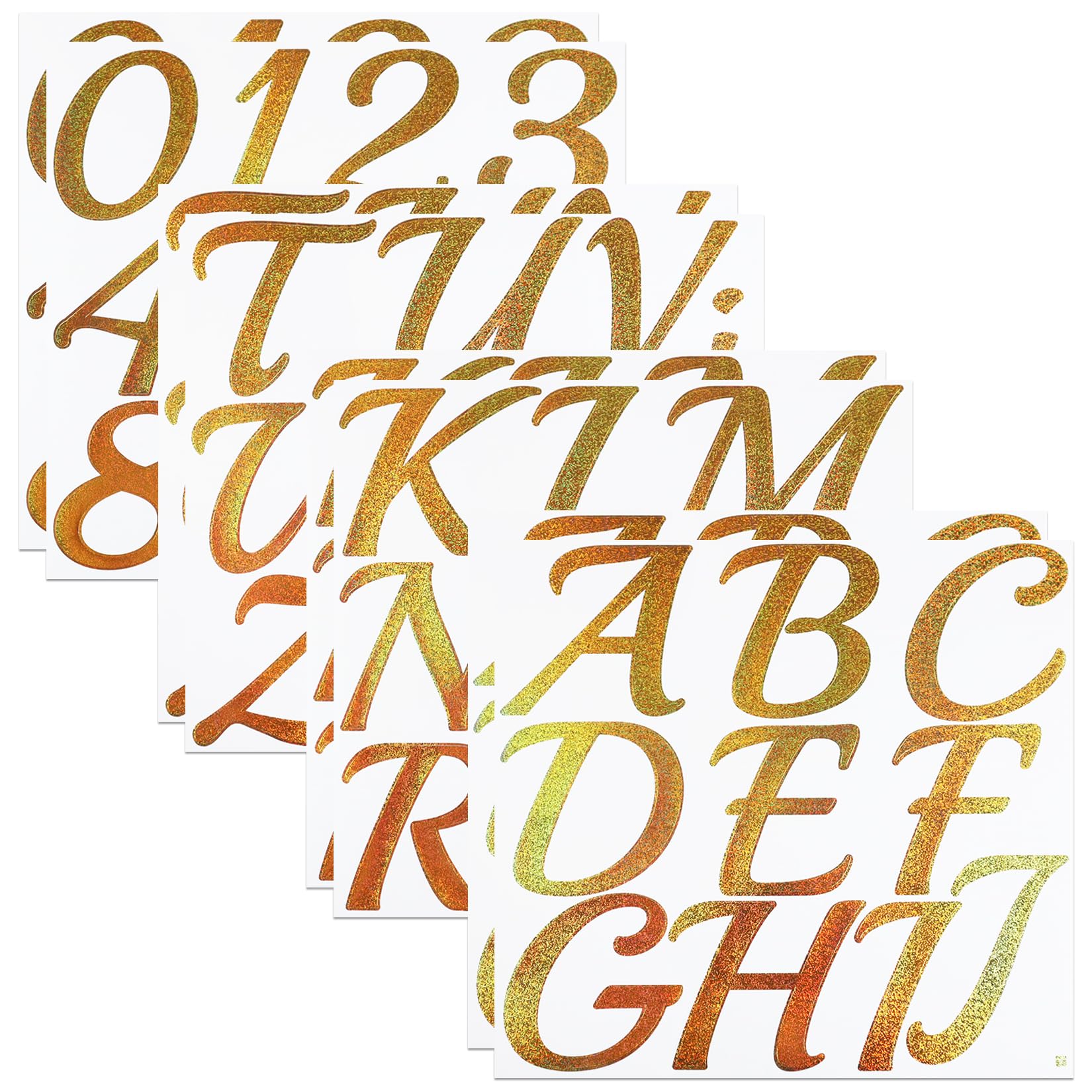 Photo 1 of 100 Pieces 3 Inch Letters Numbers Stickers Glitter Sparkly Cursive Alphabet for Mailbox,Wedding,Party,Graduation