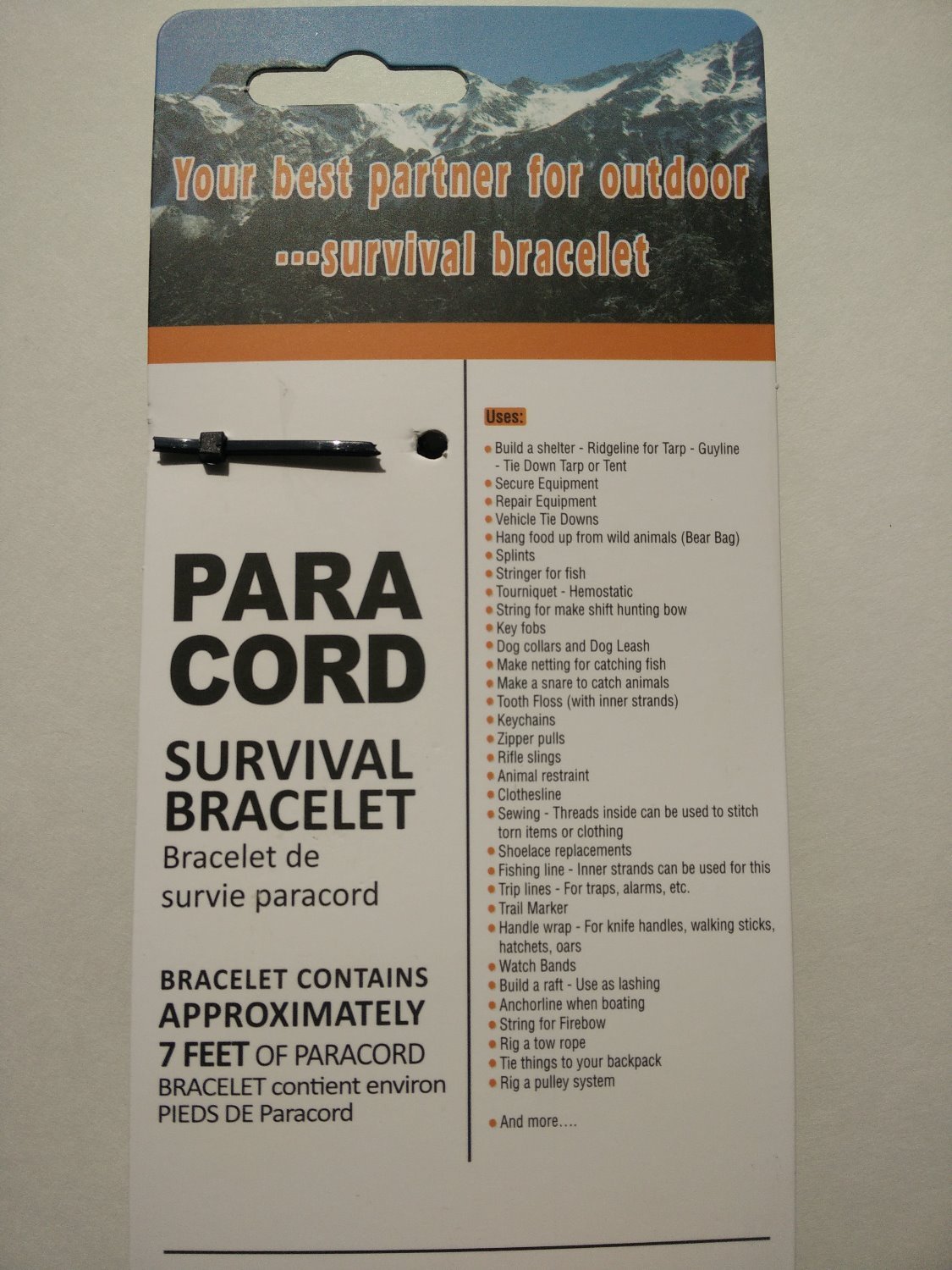 Bundle - 6 in 1 Survival Paracord Bracelet with FREE folding credit card knife by Camp Luna Lover